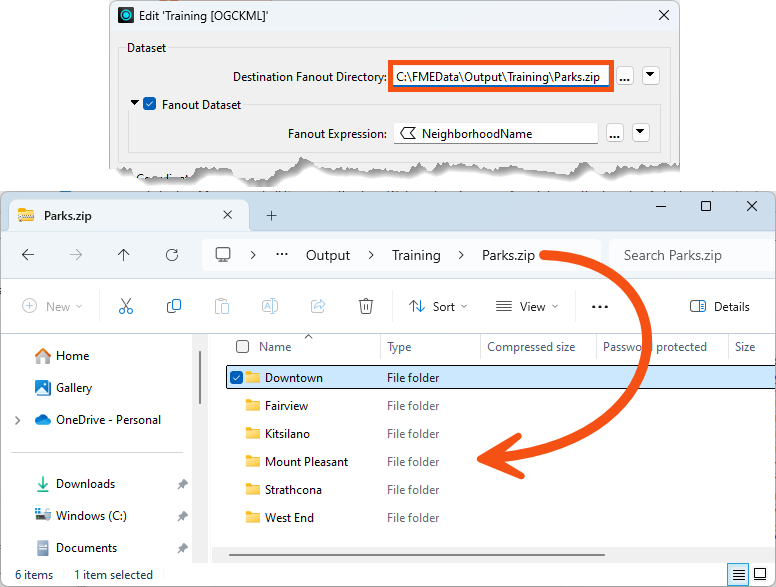 Setting a fan out to a single zip file